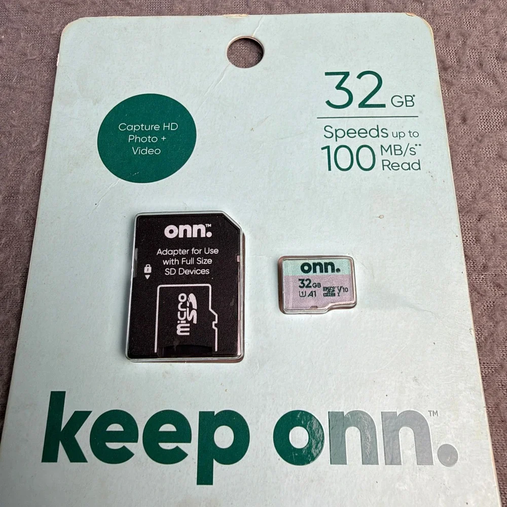 onn. 32GB microSDHC Memory Card with SD Adapter Class 10 U1 V10 A1 100MB/s